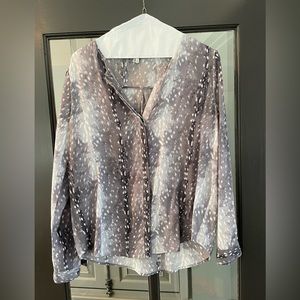 Joie Animal Print Blouse | gray | size small